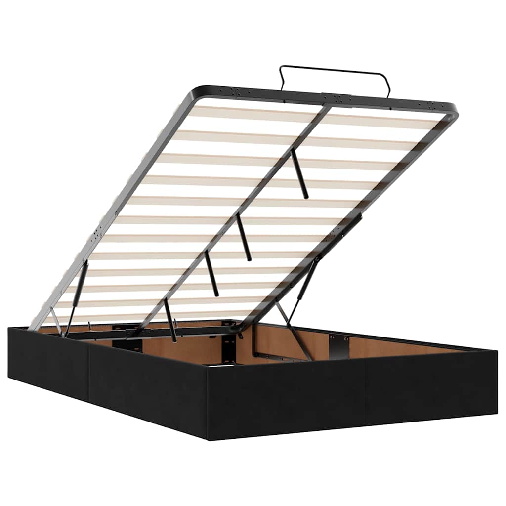 Ottoman bed met matras 120x200cm fluweel zwart is nu te koop bij PeponiXL, paradijselijk wonen!