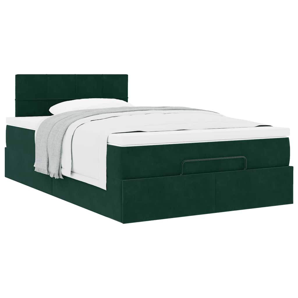 Ottoman bed met matras 120x200cm fluweel donkergroen is nu te koop bij PeponiXL, paradijselijk wonen!
