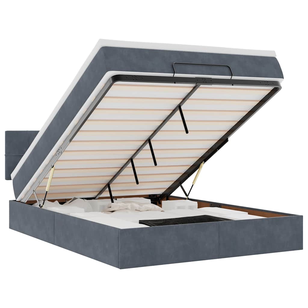 Ottoman bed met matras 140x190cm fluweel donkergrijs is nu te koop bij PeponiXL, paradijselijk wonen!