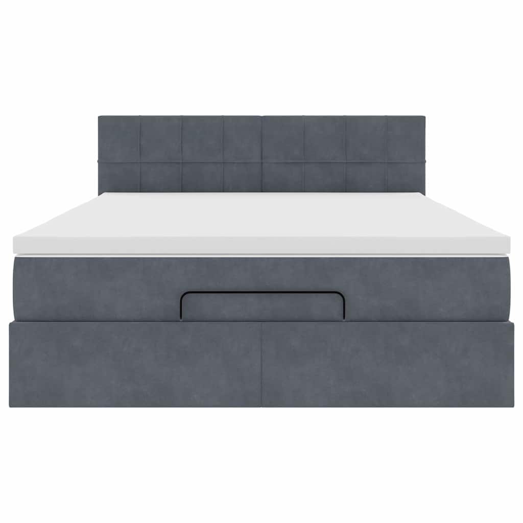 Ottoman bed met matras 140x190cm fluweel donkergrijs is nu te koop bij PeponiXL, paradijselijk wonen!