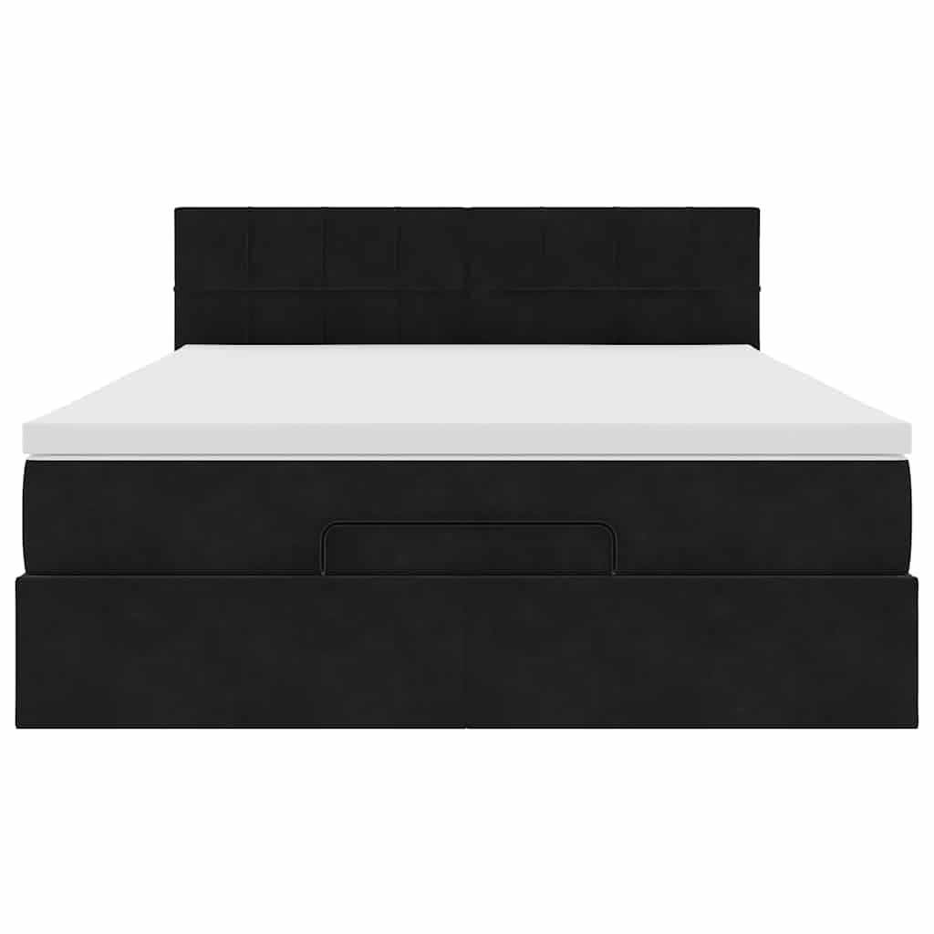 Ottoman bed met matras 140x190cm fluweel zwart is nu te koop bij PeponiXL, paradijselijk wonen!