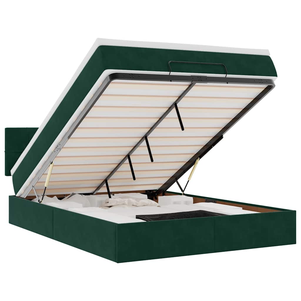 Ottoman bed met matras 140x190cm fluweel donkergroen