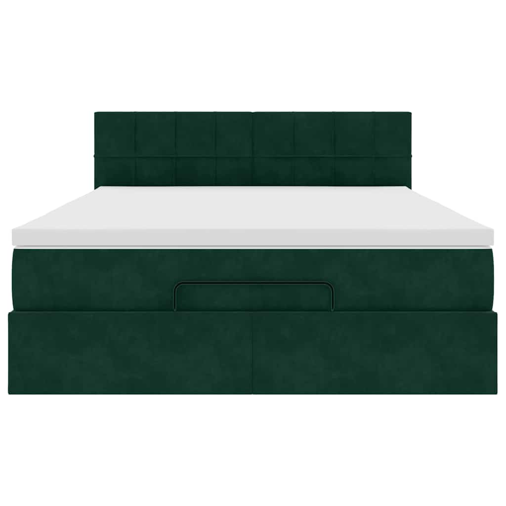 Ottoman bed met matras 140x190cm fluweel donkergroen