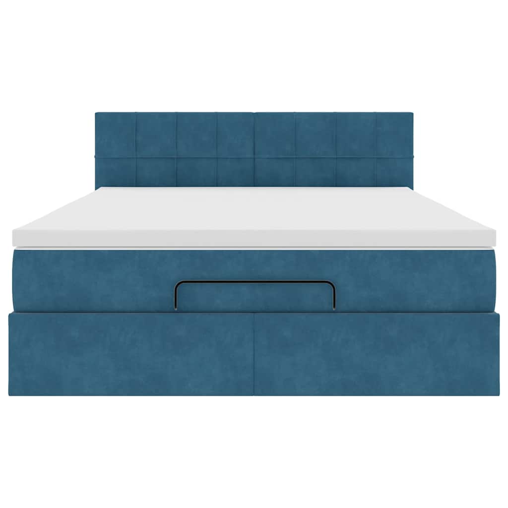 Ottoman bed met matras 140x190cm fluweel donkerblauw is nu te koop bij PeponiXL, paradijselijk wonen!