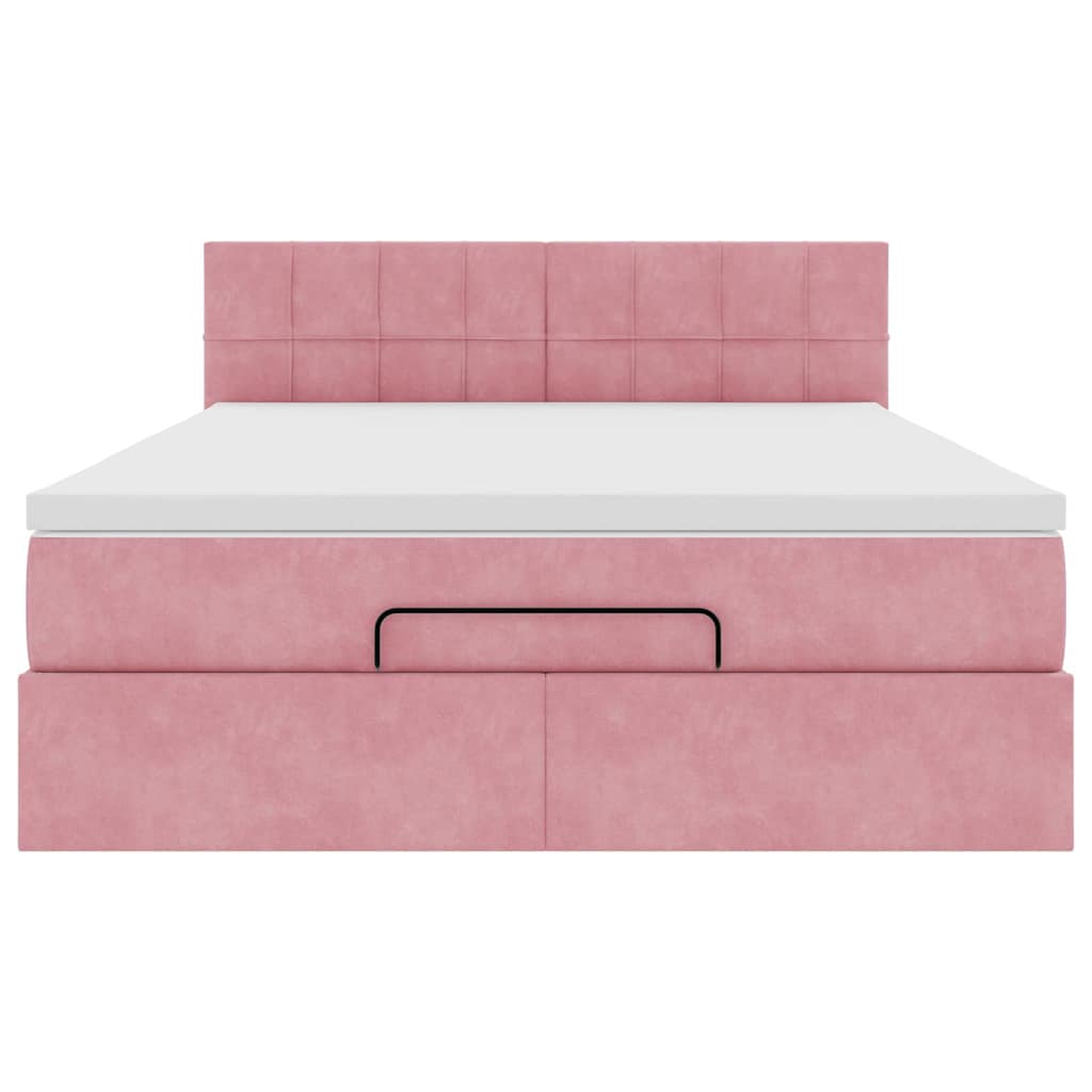 Ottoman bed met matras 140x190cm fluweel roze is nu te koop bij PeponiXL, paradijselijk wonen!
