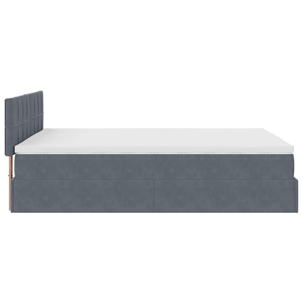 Ottoman bed met matras 140x200cm fluweel donkergrijs is nu te koop bij PeponiXL, paradijselijk wonen!