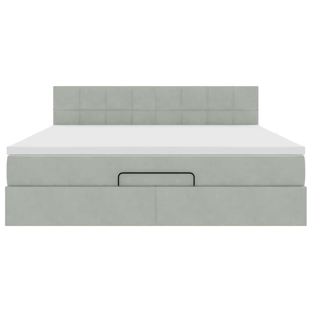 Ottoman bed met matras 160x200cm fluweel lichtgrijs is nu te koop bij PeponiXL, paradijselijk wonen!