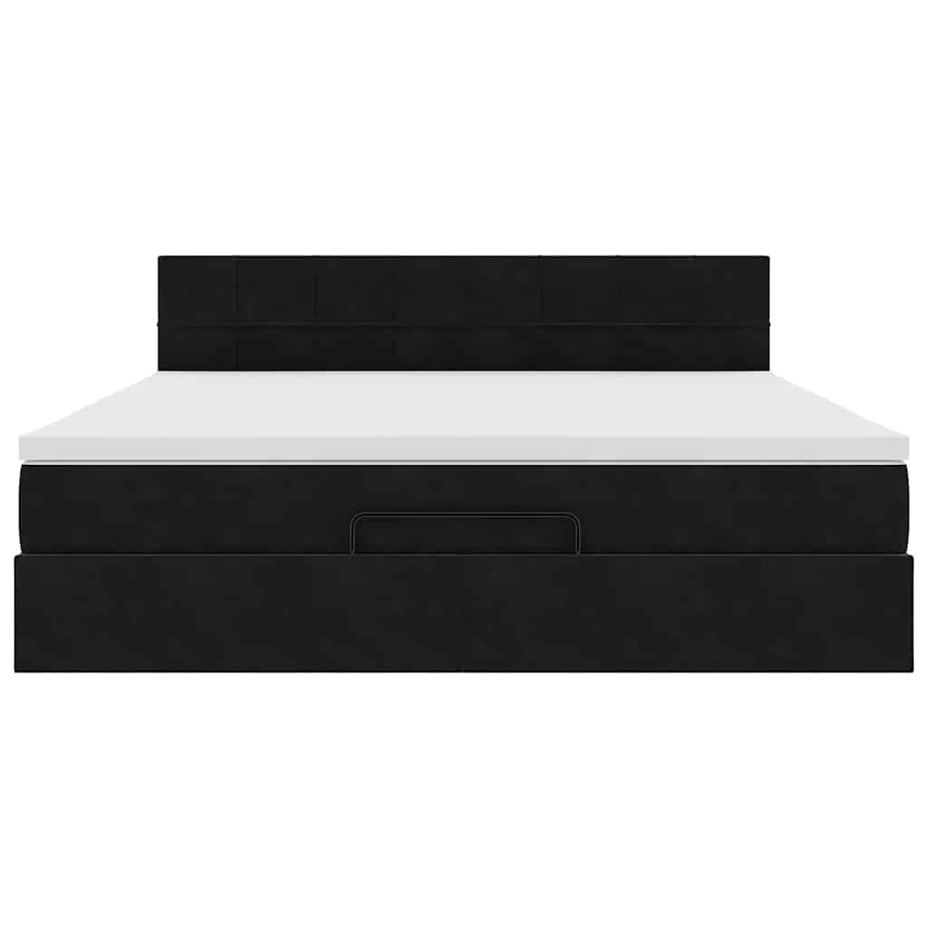 Ottoman bed met matras 160x200cm fluweel zwart is nu te koop bij PeponiXL, paradijselijk wonen!