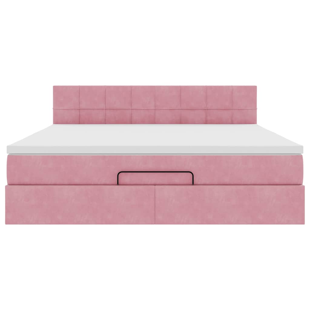 Ottoman bed met matras 160x200cm fluweel roze is nu te koop bij PeponiXL, paradijselijk wonen!