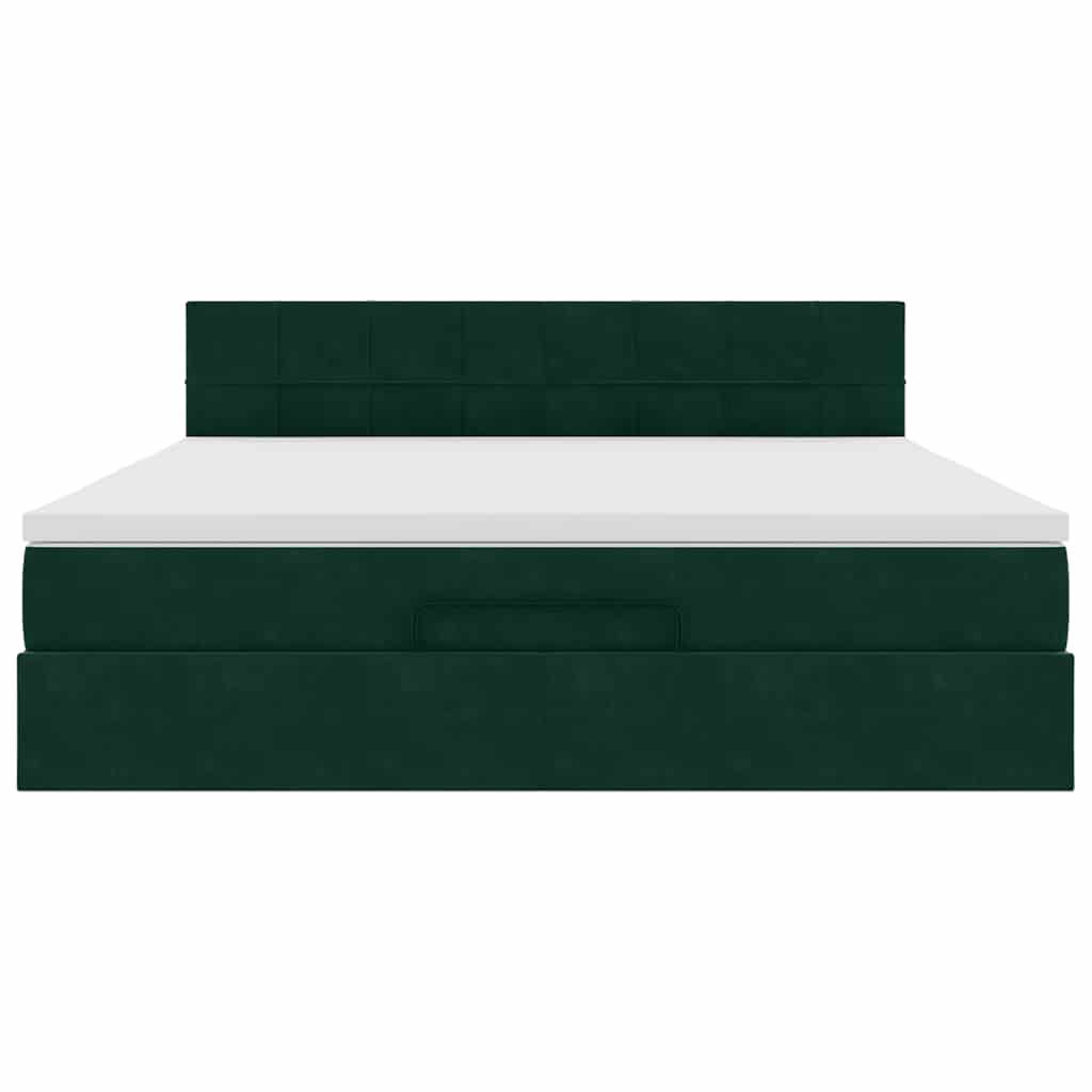 Ottoman bed met matras 180x200 cm fluweel donkergroen is nu te koop bij PeponiXL, paradijselijk wonen!