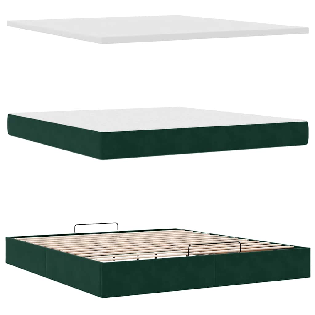 Ottoman bed met matras 180x200 cm fluweel donkergroen is nu te koop bij PeponiXL, paradijselijk wonen!