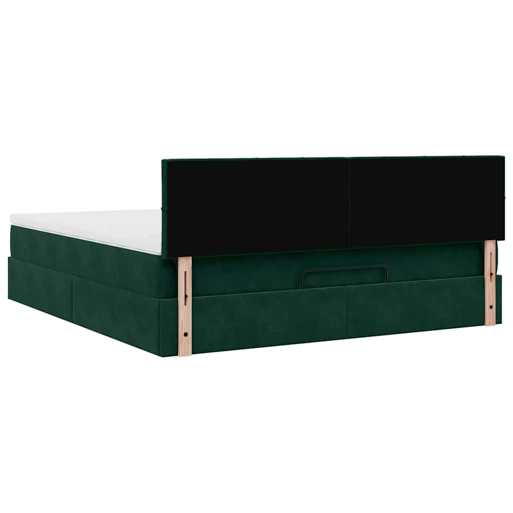 Ottoman bed met matras 180x200 cm fluweel donkergroen is nu te koop bij PeponiXL, paradijselijk wonen!
