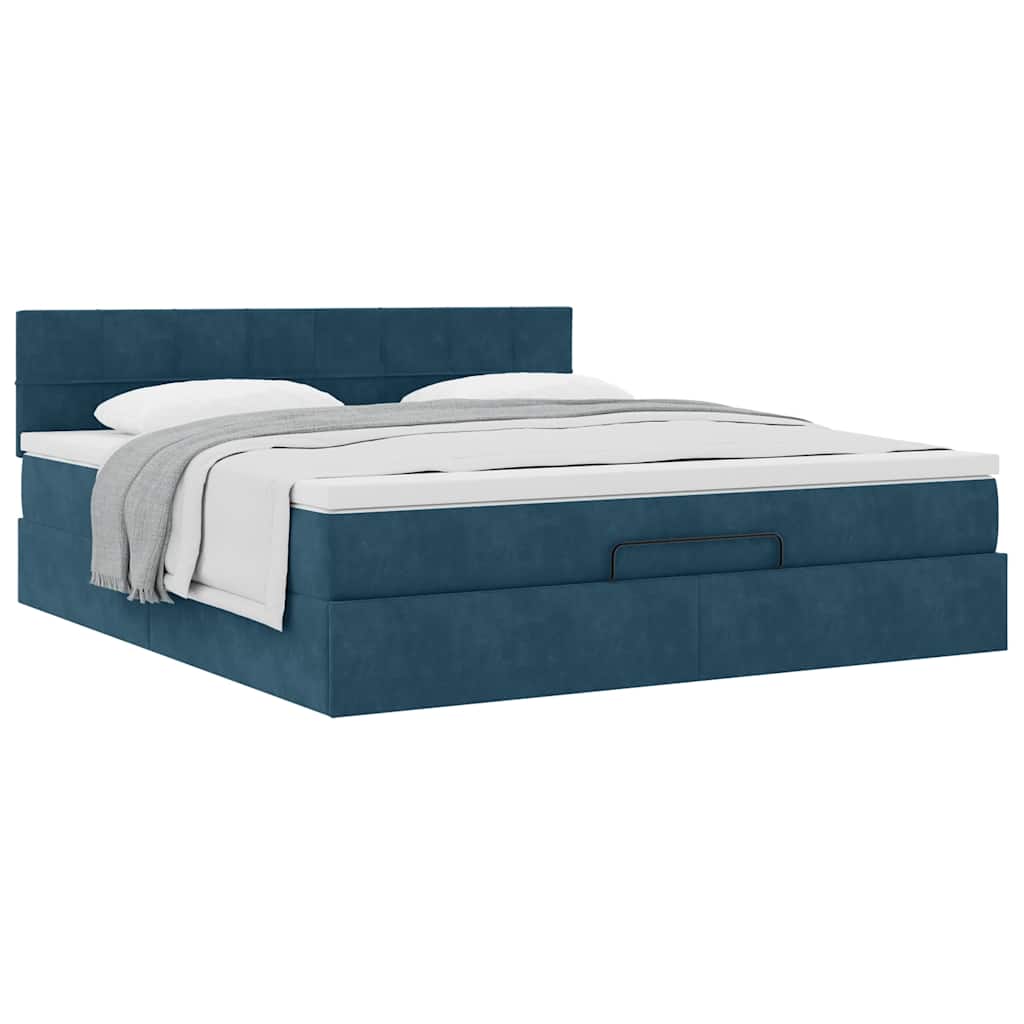 Ottoman bed met matras 180x200 cm fluweel donkerblauw is nu te koop bij PeponiXL, paradijselijk wonen!