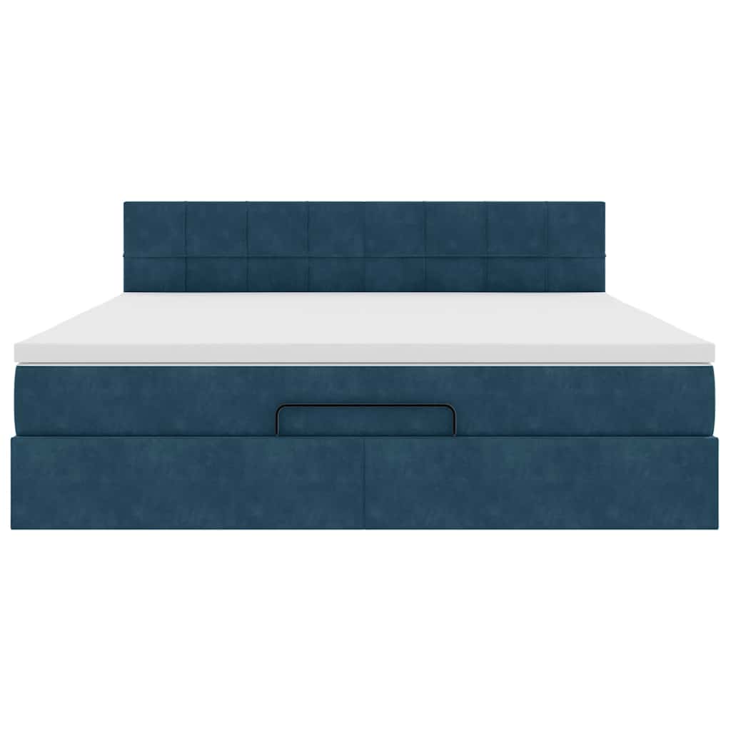 Ottoman bed met matras 180x200 cm fluweel donkerblauw is nu te koop bij PeponiXL, paradijselijk wonen!
