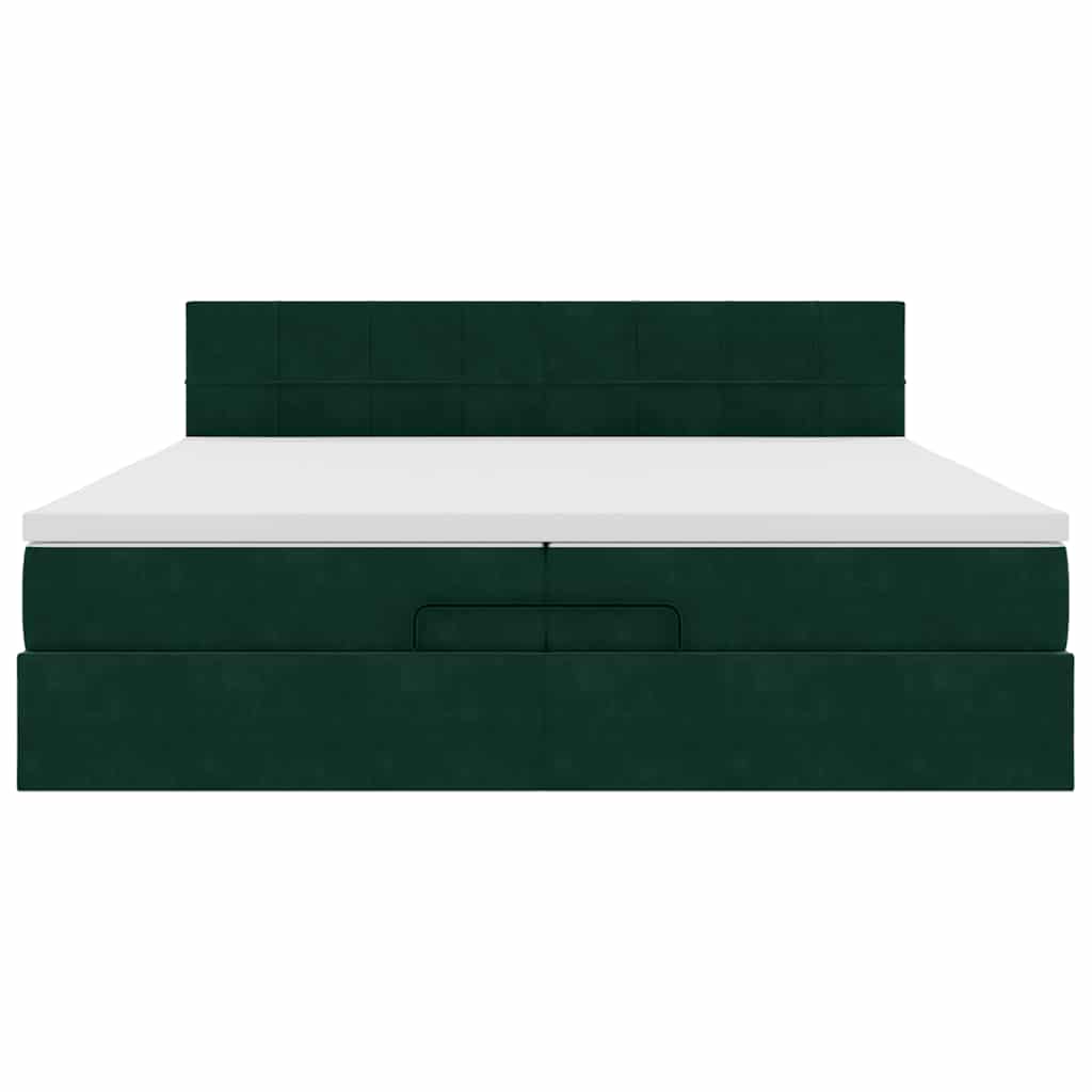 Ottoman bed met matras 200x200 cm fluweel donkergroen is nu te koop bij PeponiXL, paradijselijk wonen!