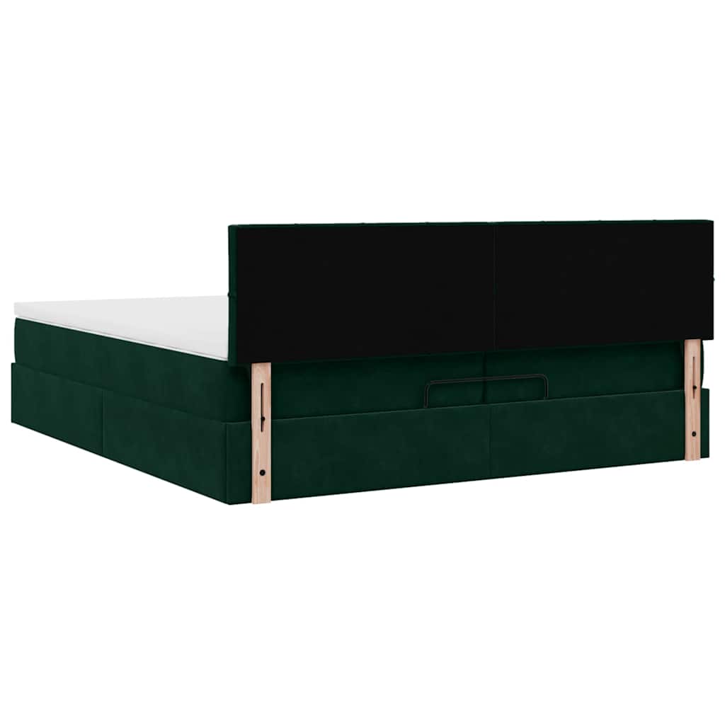 Ottoman bed met matras 200x200 cm fluweel donkergroen is nu te koop bij PeponiXL, paradijselijk wonen!