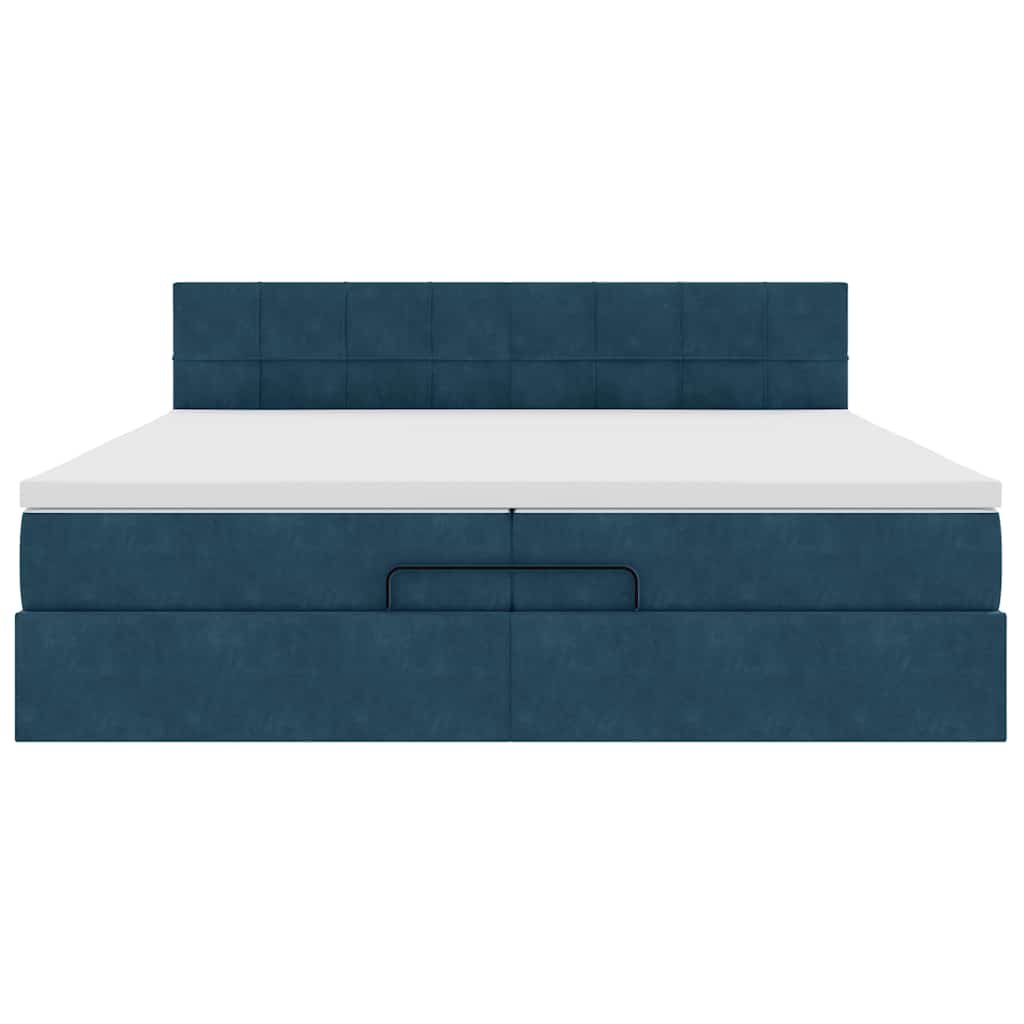 Ottoman bed met matras 200x200 cm fluweel donkerblauw is nu te koop bij PeponiXL, paradijselijk wonen!