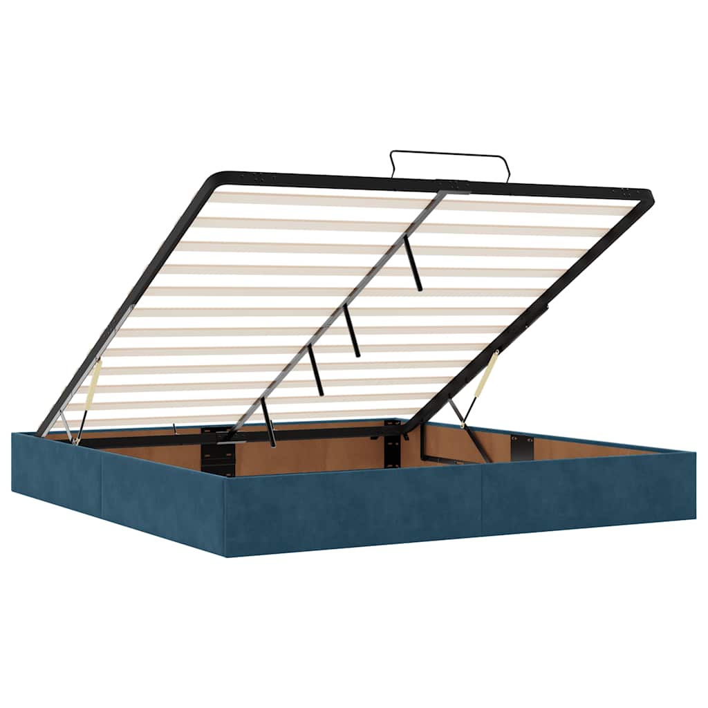 Ottoman bed met matras 200x200 cm fluweel donkerblauw is nu te koop bij PeponiXL, paradijselijk wonen!