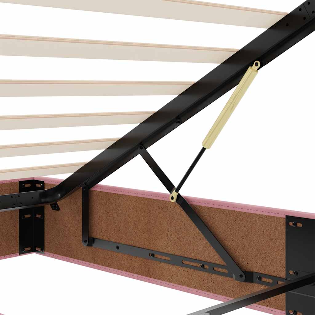 Ottoman bed met matras 200x200 cm fluweel roze is nu te koop bij PeponiXL, paradijselijk wonen!