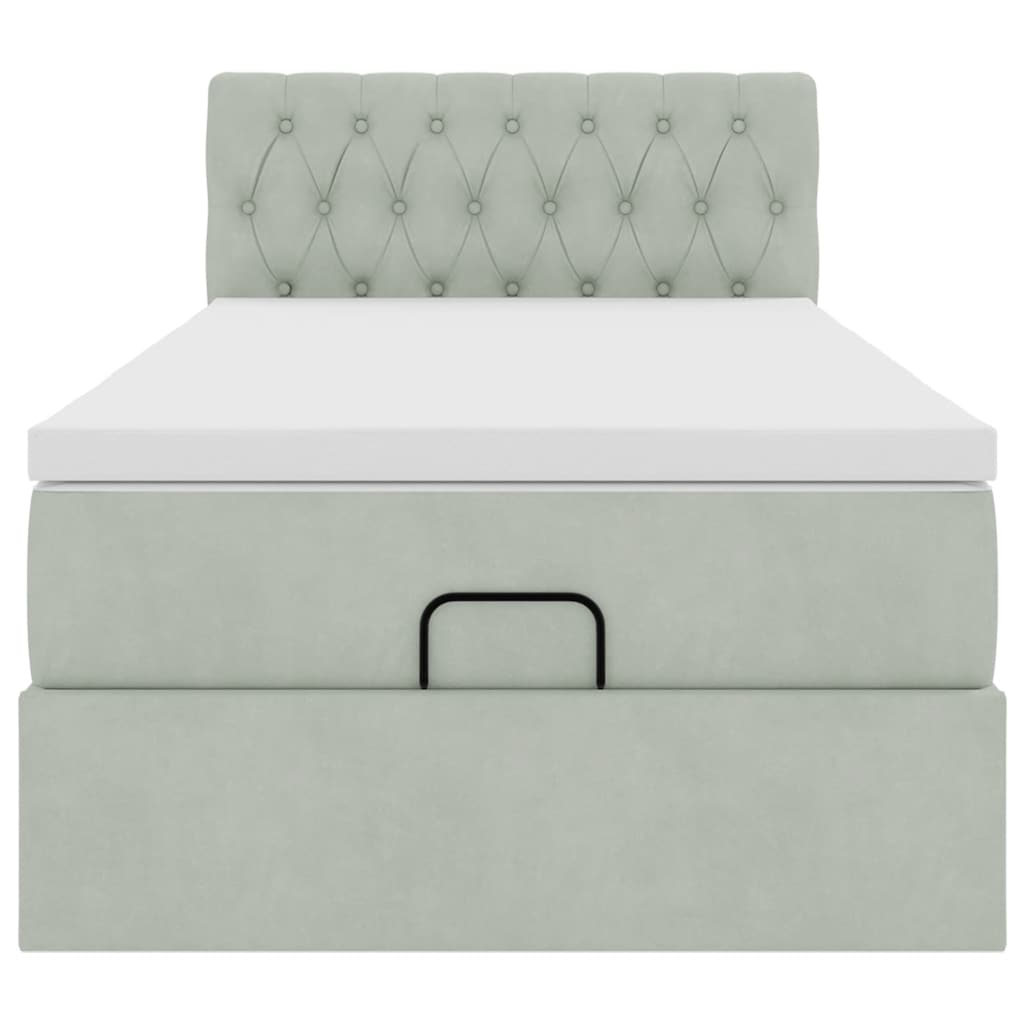 Ottoman bed met matras 80x200cm fluweel lichtgrijs is nu te koop bij PeponiXL, paradijselijk wonen!
