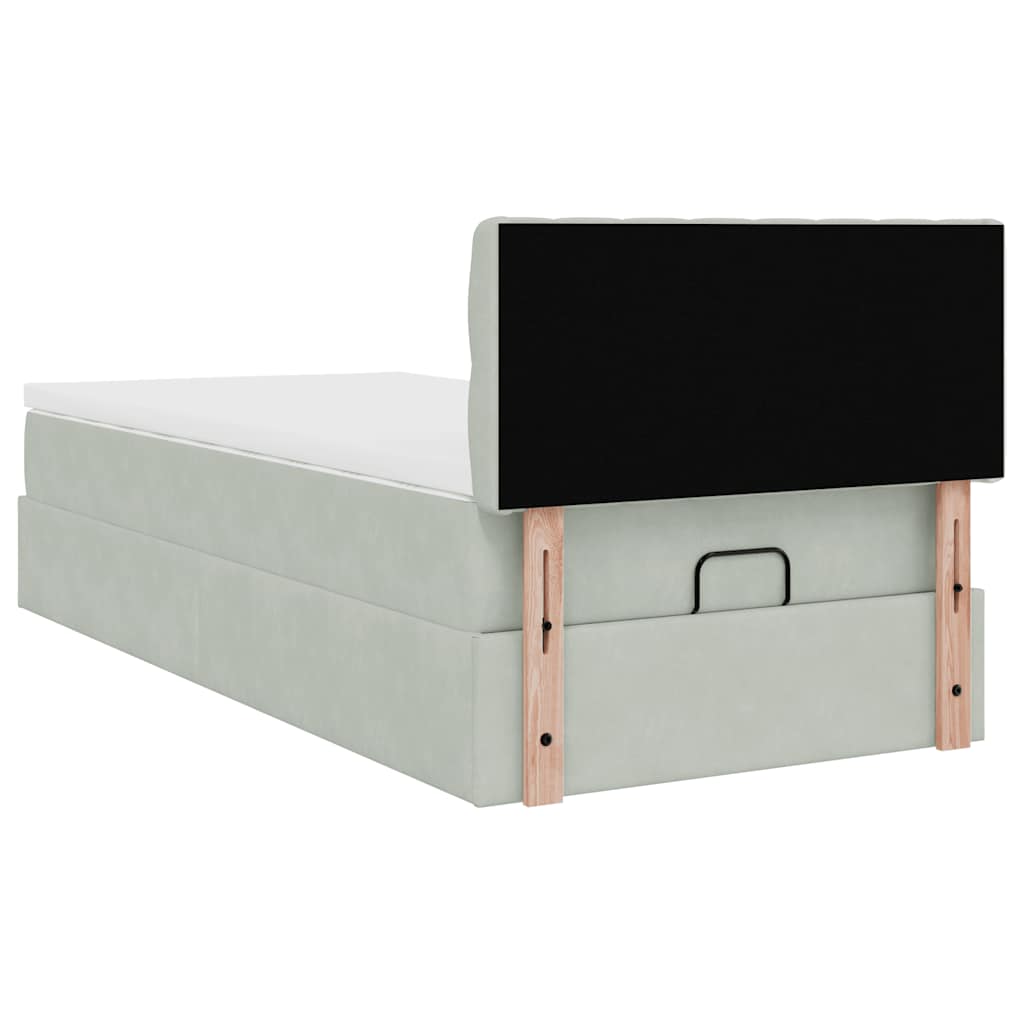 Ottoman bed met matras 80x200cm fluweel lichtgrijs is nu te koop bij PeponiXL, paradijselijk wonen!