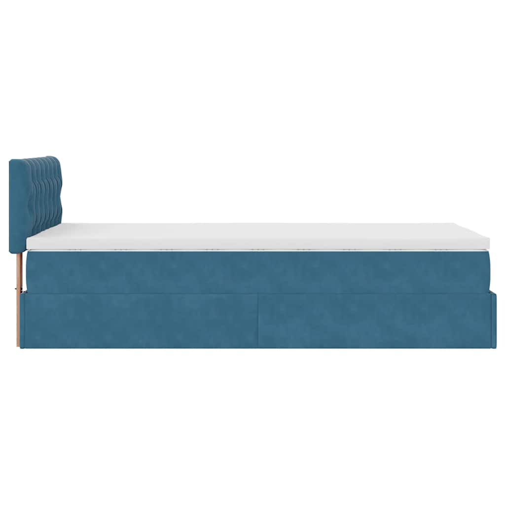 Ottoman bed met matras 80x200cm fluweel donkerblauw is nu te koop bij PeponiXL, paradijselijk wonen!