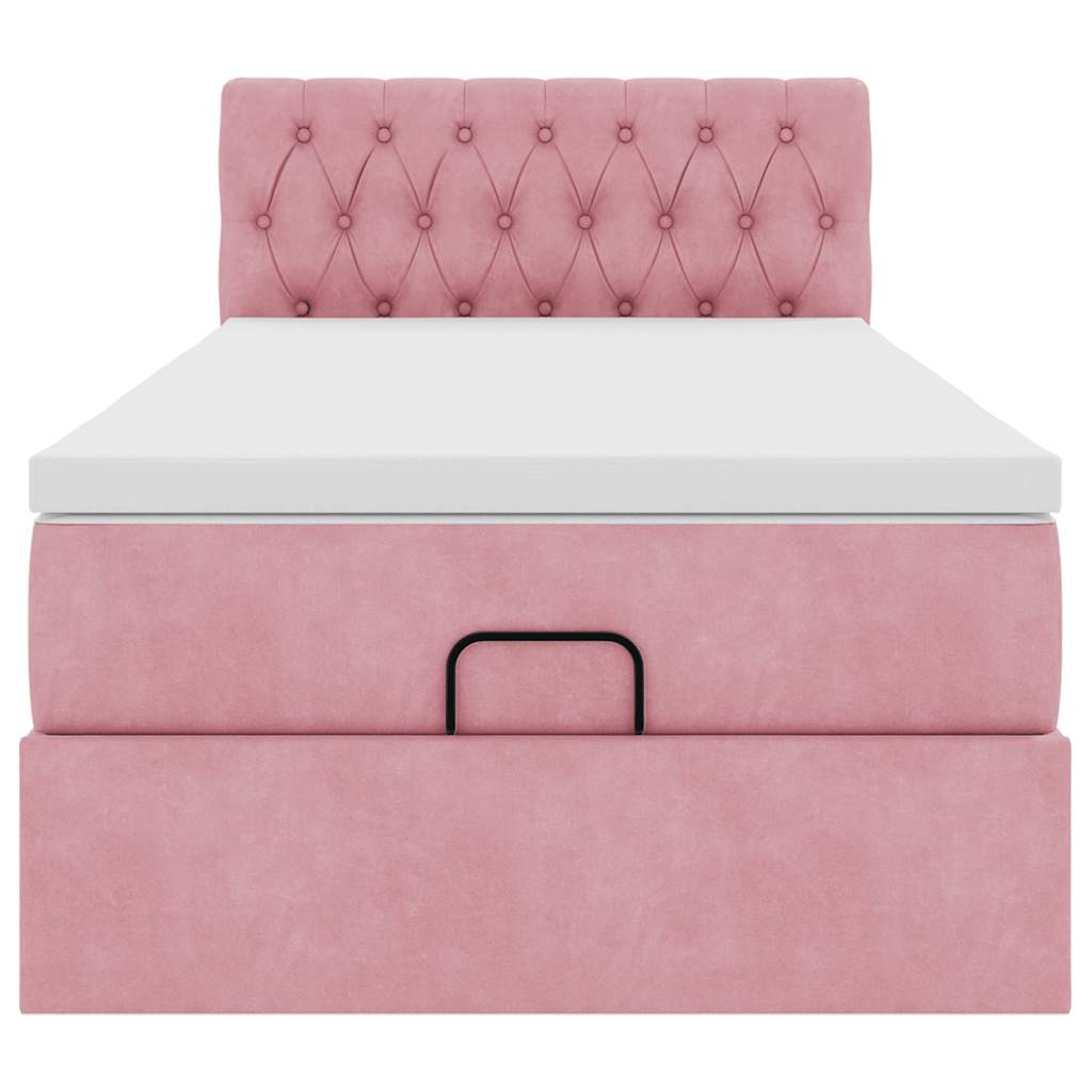 Ottoman bed met matras 80x200cm fluweel roze is nu te koop bij PeponiXL, paradijselijk wonen!