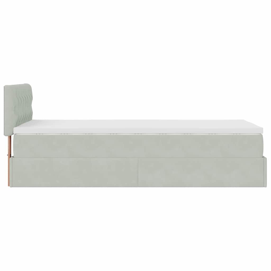 Ottoman bed met matras 90x190cm fluweel lichtgrijs is nu te koop bij PeponiXL, paradijselijk wonen!