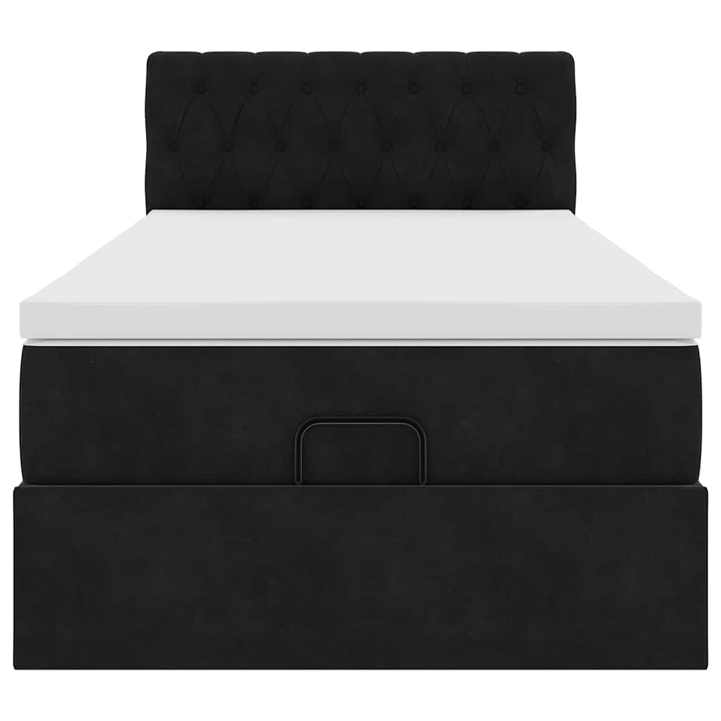 Ottoman bed met matras 90x190cm fluweel zwart is nu te koop bij PeponiXL, paradijselijk wonen!
