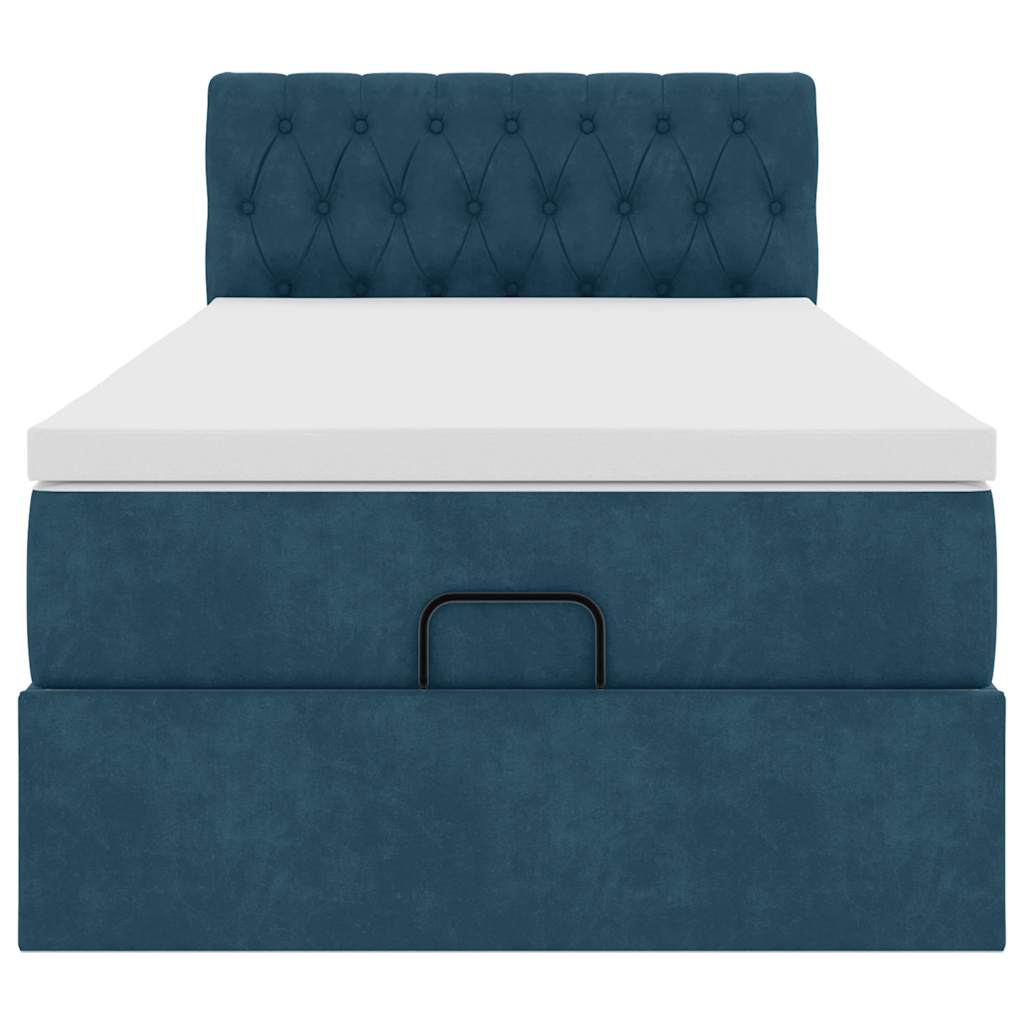 Ottoman bed met matras 90x190cm fluweel donkerblauw is nu te koop bij PeponiXL, paradijselijk wonen!