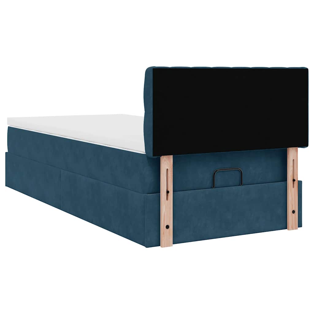 Ottoman bed met matras 90x190cm fluweel donkerblauw is nu te koop bij PeponiXL, paradijselijk wonen!