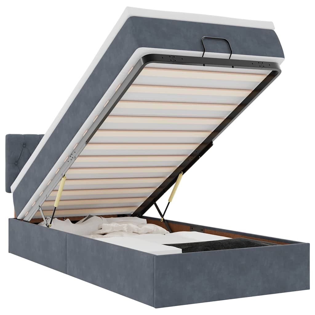 Ottoman bed met matras 90x200cm fluweel donkergrijs is nu te koop bij PeponiXL, paradijselijk wonen!