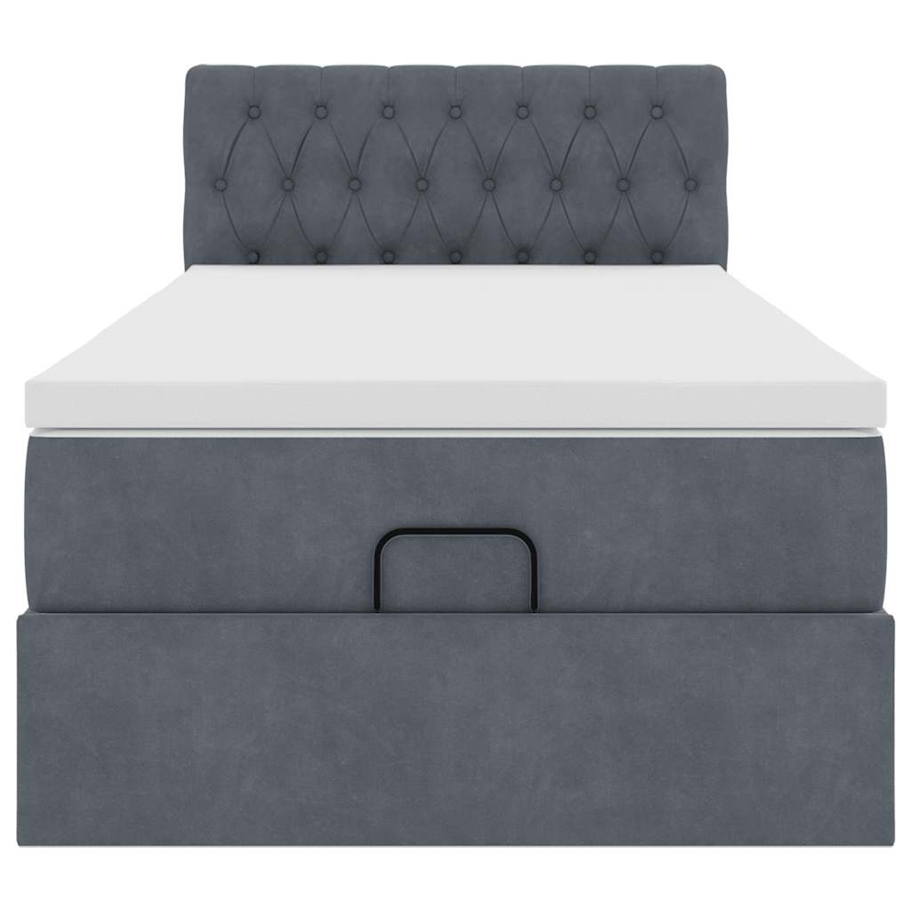 Ottoman bed met matras 90x200cm fluweel donkergrijs is nu te koop bij PeponiXL, paradijselijk wonen!