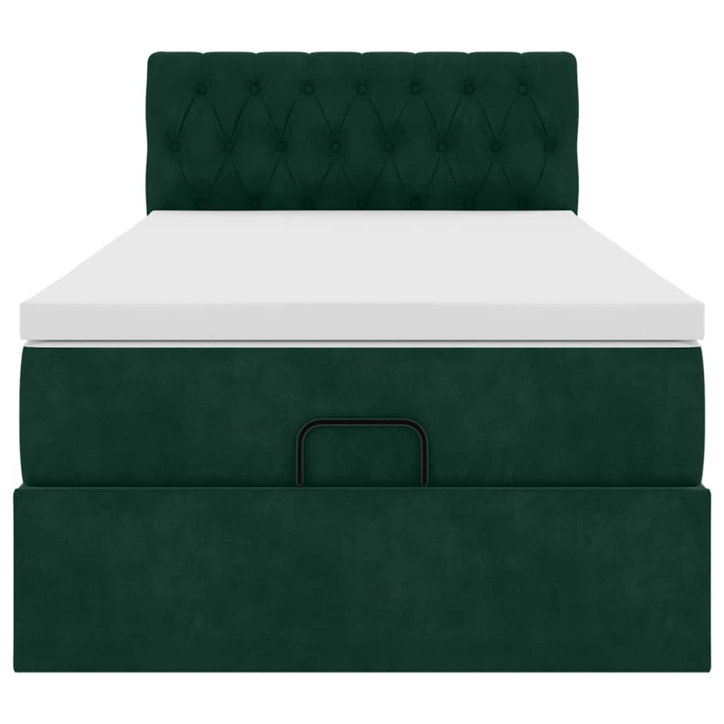 Ottoman bed met matras 90x200cm fluweel donkergroen is nu te koop bij PeponiXL, paradijselijk wonen!