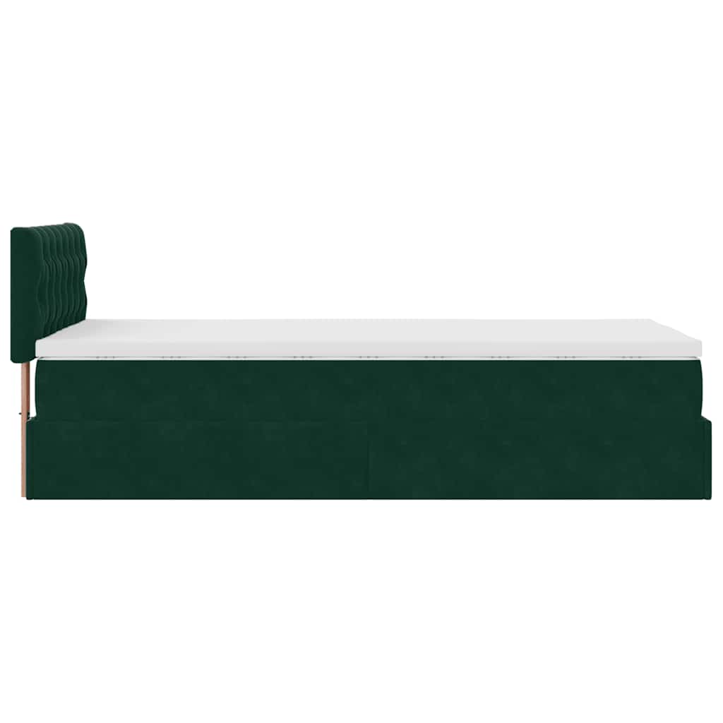Ottoman bed met matras 90x200cm fluweel donkergroen is nu te koop bij PeponiXL, paradijselijk wonen!