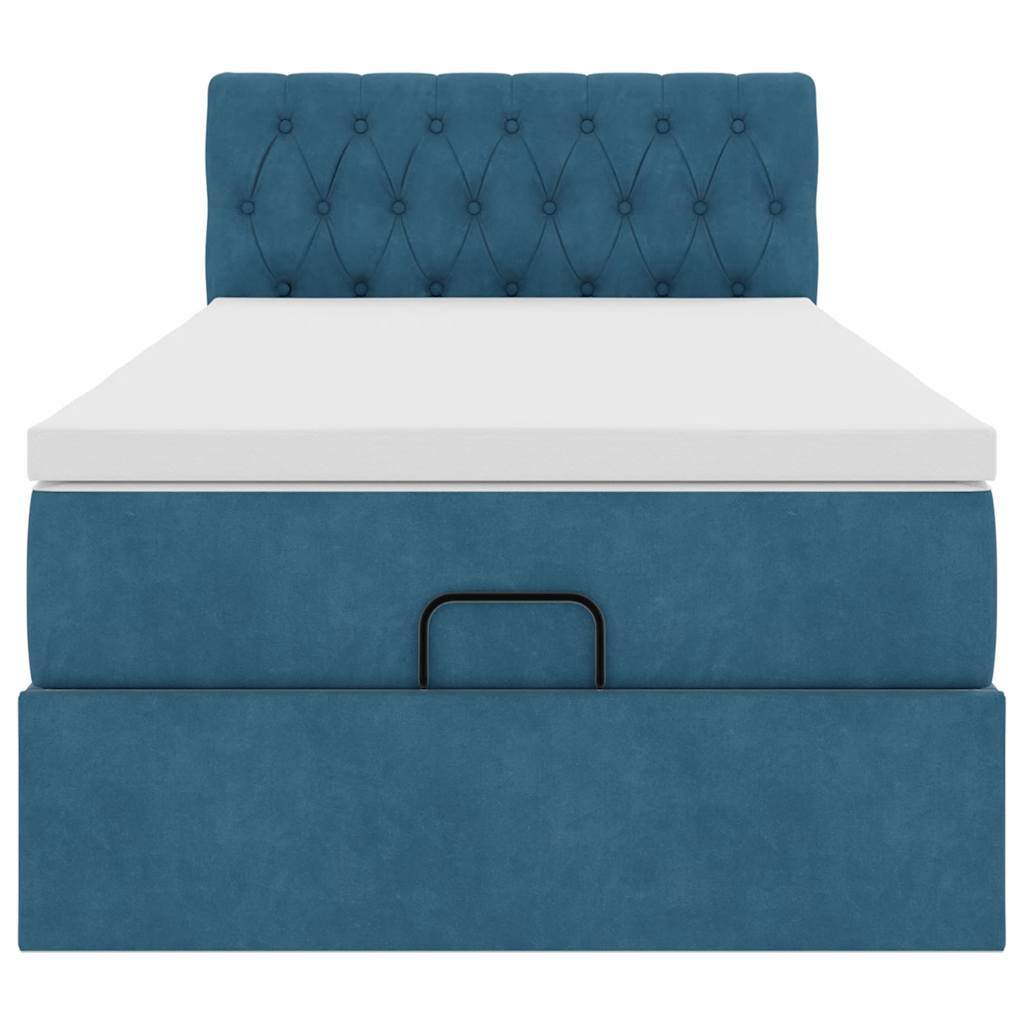 Ottoman bed met matras 90x200cm fluweel donkerblauw is nu te koop bij PeponiXL, paradijselijk wonen!