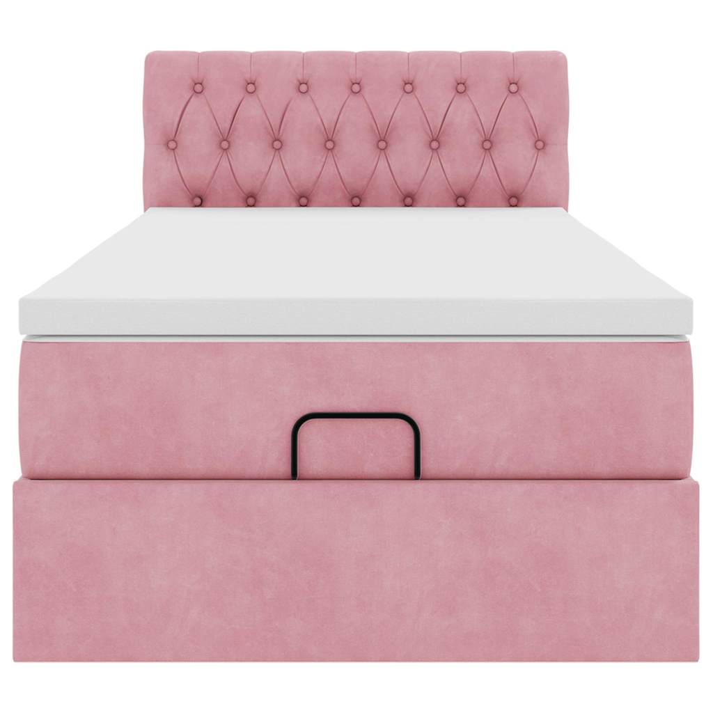 Ottoman bed met matras 90x200cm fluweel roze is nu te koop bij PeponiXL, paradijselijk wonen!