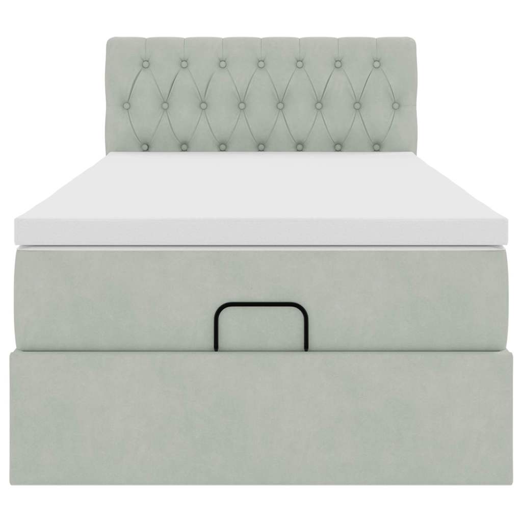 Ottoman bed met matras 100x200 cm fluweel lichtgrijs is nu te koop bij PeponiXL, paradijselijk wonen!