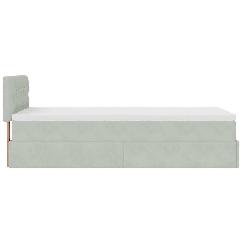 Ottoman bed met matras 100x200 cm fluweel lichtgrijs is nu te koop bij PeponiXL, paradijselijk wonen!