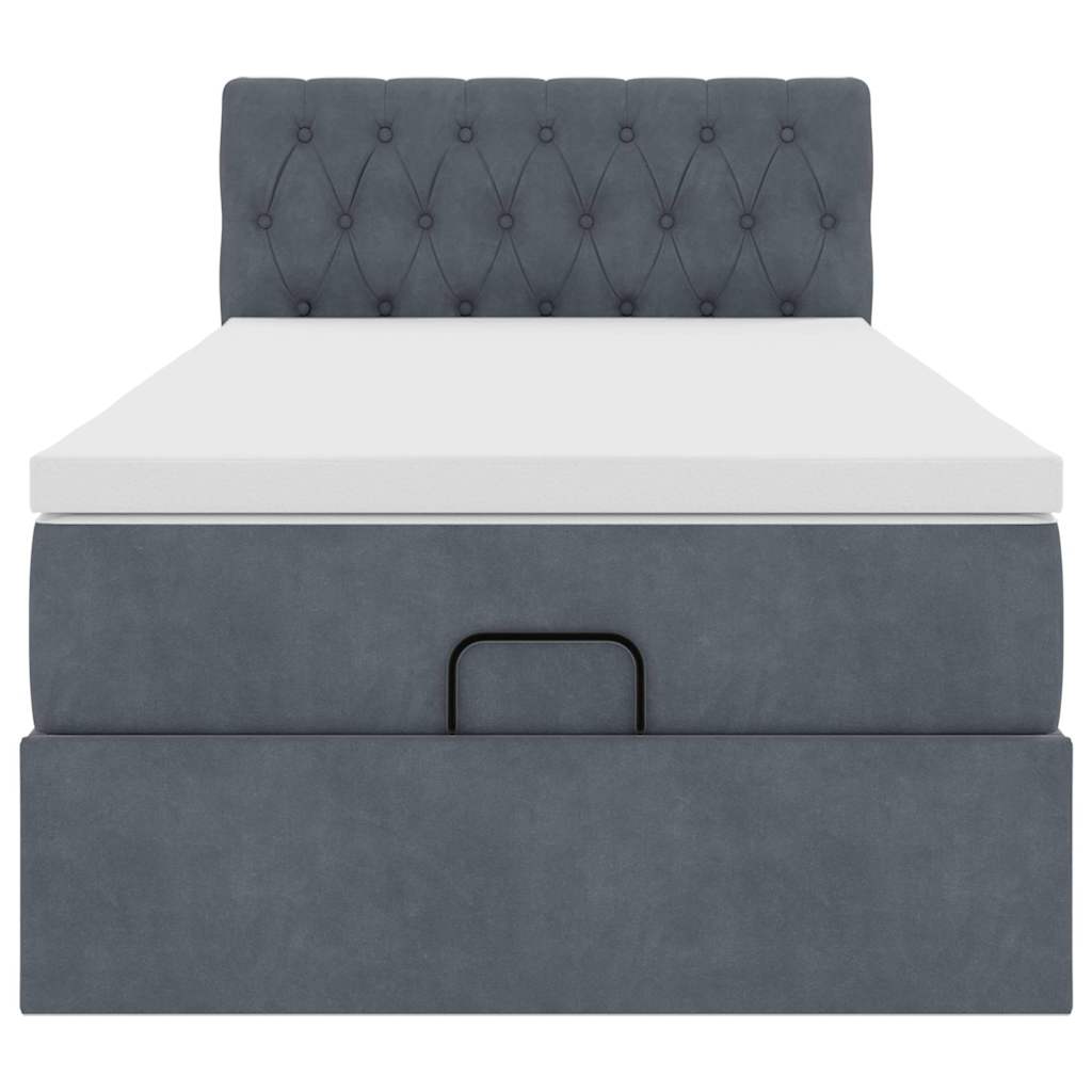 Ottoman bed met matras 100x200 cm fluweel donkergrijs is nu te koop bij PeponiXL, paradijselijk wonen!