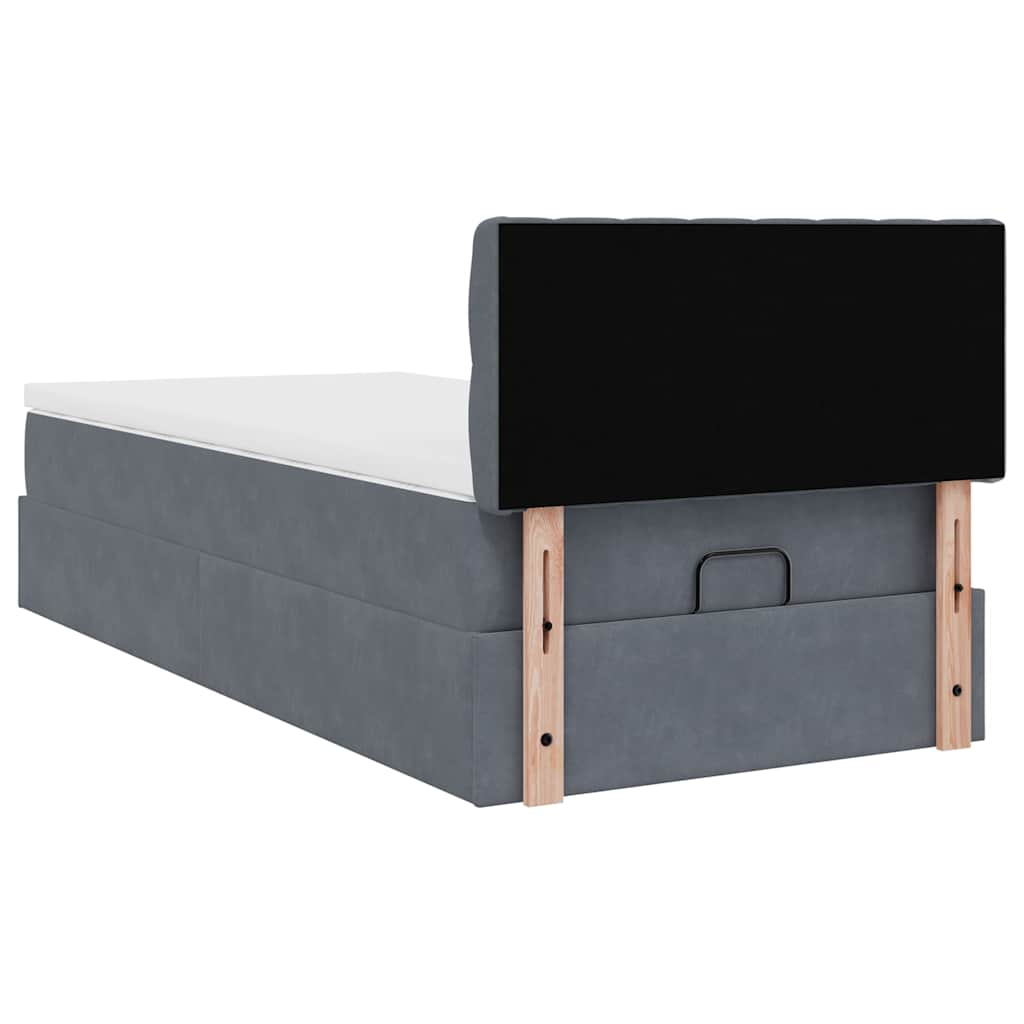 Ottoman bed met matras 100x200 cm fluweel donkergrijs is nu te koop bij PeponiXL, paradijselijk wonen!