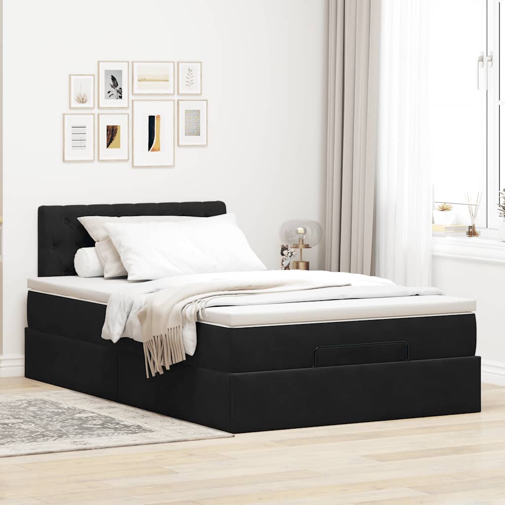Bed poef met matras 120x190 cm fluweel zwart is nu te koop bij PeponiXL, paradijselijk wonen!
