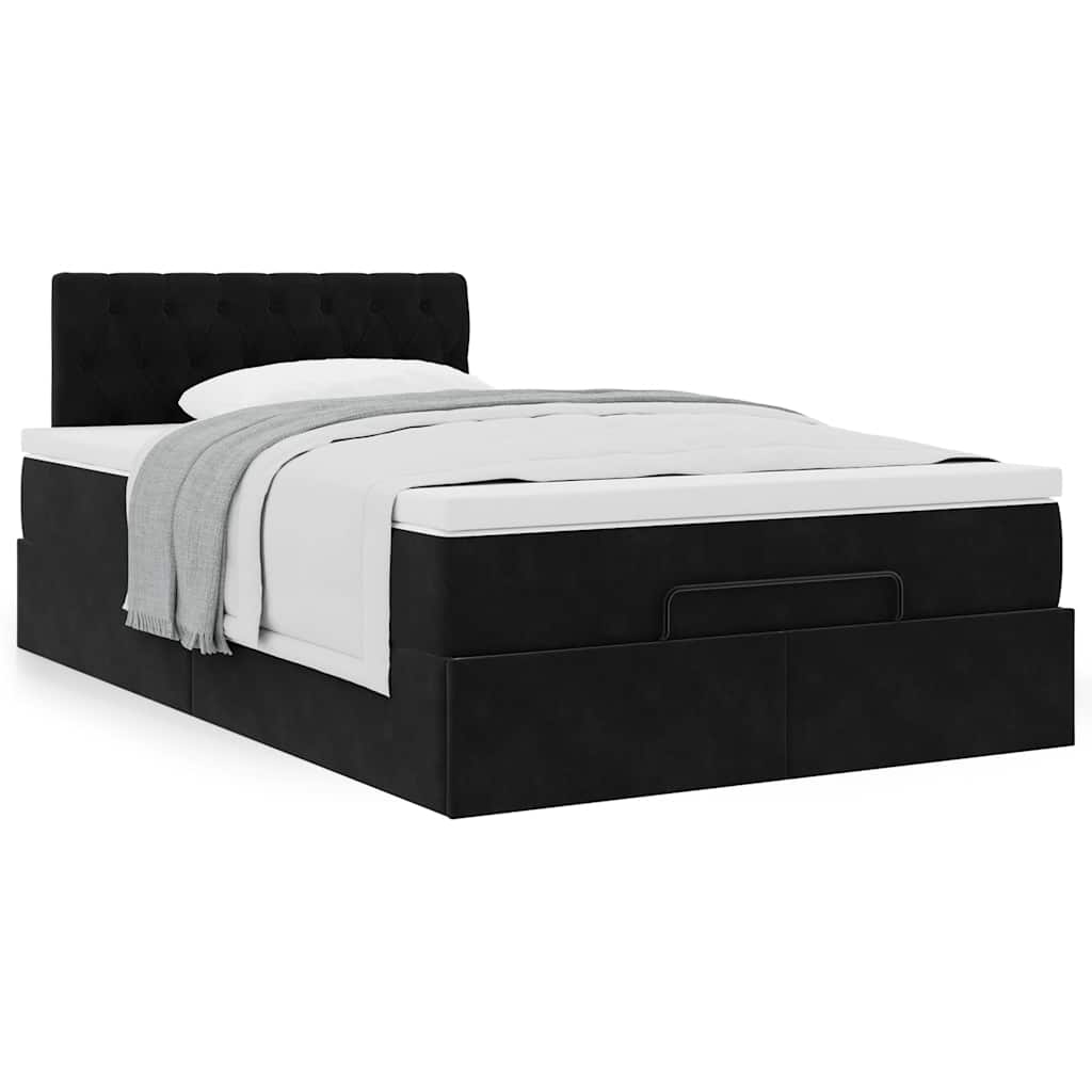 Bed poef met matras 120x190 cm fluweel zwart is nu te koop bij PeponiXL, paradijselijk wonen!