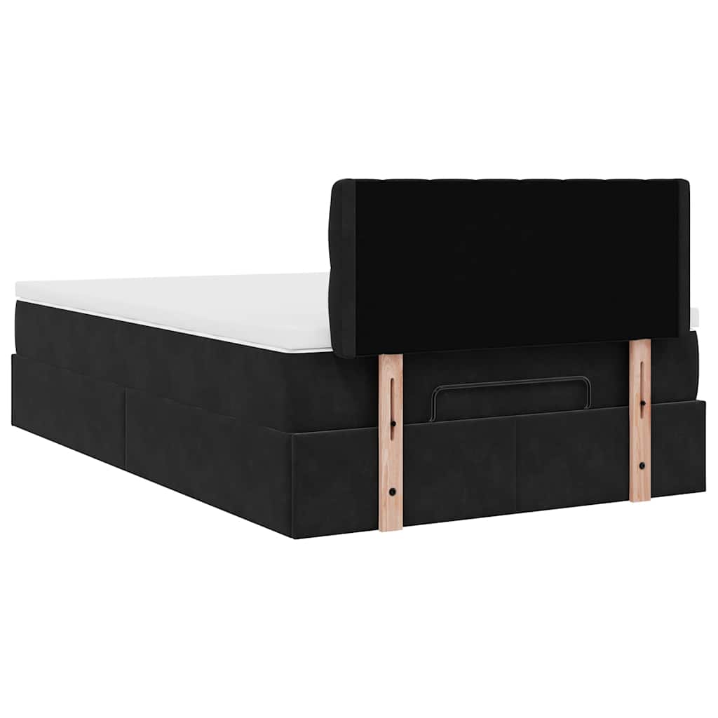 Bed poef met matras 120x190 cm fluweel zwart is nu te koop bij PeponiXL, paradijselijk wonen!
