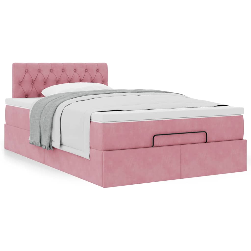 Bed poef met matras 120x190 cm fluweel roze is nu te koop bij PeponiXL, paradijselijk wonen!