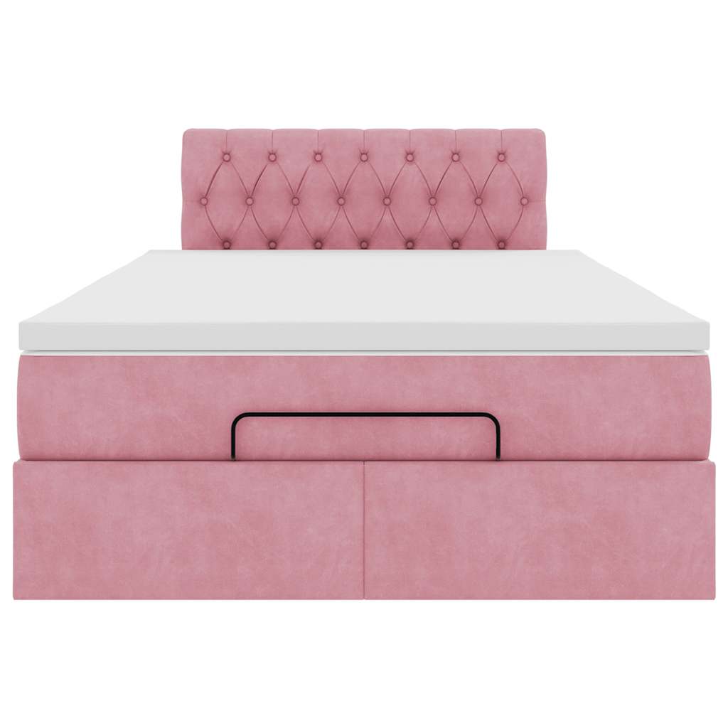Bed poef met matras 120x190 cm fluweel roze is nu te koop bij PeponiXL, paradijselijk wonen!