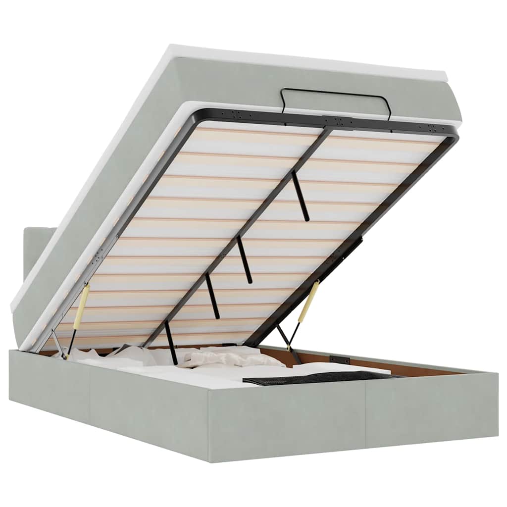 Ottoman bed met matras 120x200 cm fluweel lichtgrijs is nu te koop bij PeponiXL, paradijselijk wonen!