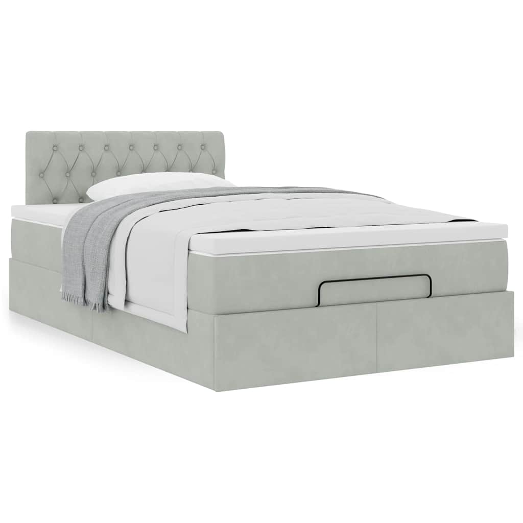 Ottoman bed met matras 120x200 cm fluweel lichtgrijs is nu te koop bij PeponiXL, paradijselijk wonen!