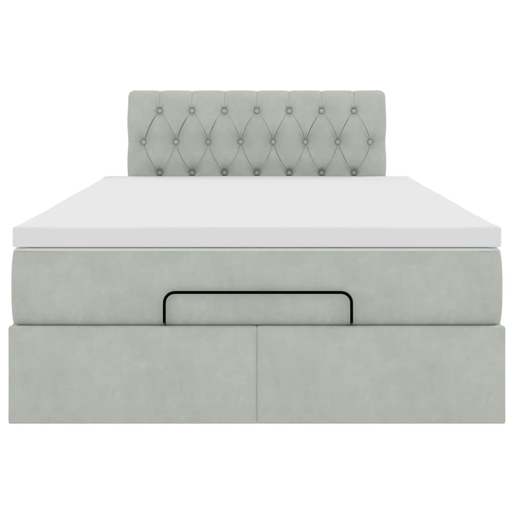 Ottoman bed met matras 120x200 cm fluweel lichtgrijs is nu te koop bij PeponiXL, paradijselijk wonen!