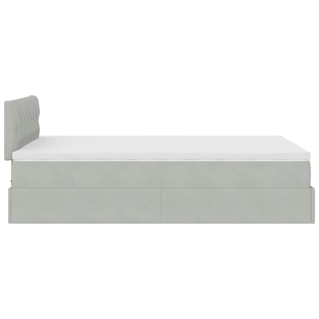 Ottoman bed met matras 120x200 cm fluweel lichtgrijs is nu te koop bij PeponiXL, paradijselijk wonen!
